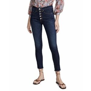 Veronica Beard Debbie 10" Skinny Jeans Dark Blue Button Fly Raw Hem 28